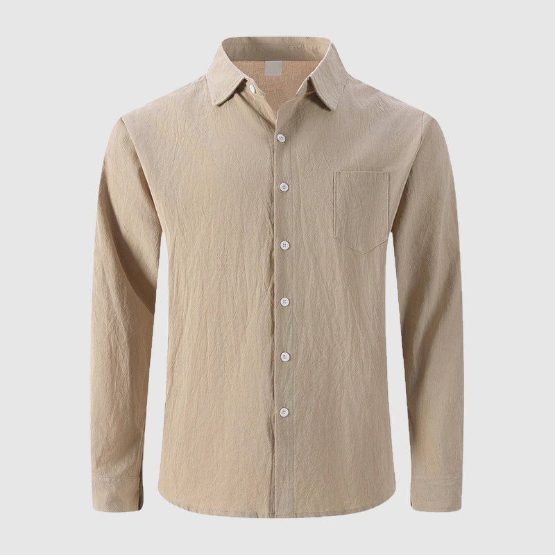 Clint - Men's Relaxed Linen Full-Button Collared Shirt