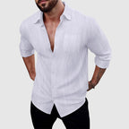 Clint - Men's Relaxed Linen Full-Button Collared Shirt