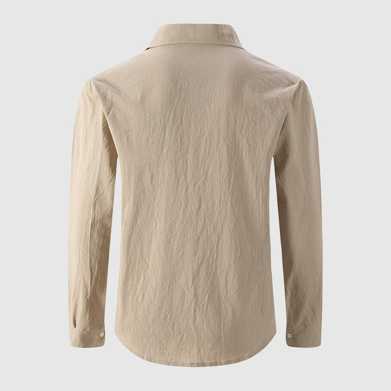 Clint - Men's Relaxed Linen Full-Button Collared Shirt