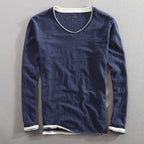 Clyde - Men's Cotton Layered V-Neck Long Sleeve Shirt