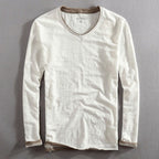 Clyde - Men's Cotton Layered V-Neck Long Sleeve Shirt
