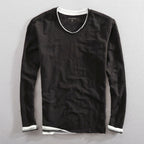 Clyde - Men's Cotton Layered V-Neck Long Sleeve Shirt