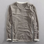 Clyde - Men's Cotton Layered V-Neck Long Sleeve Shirt