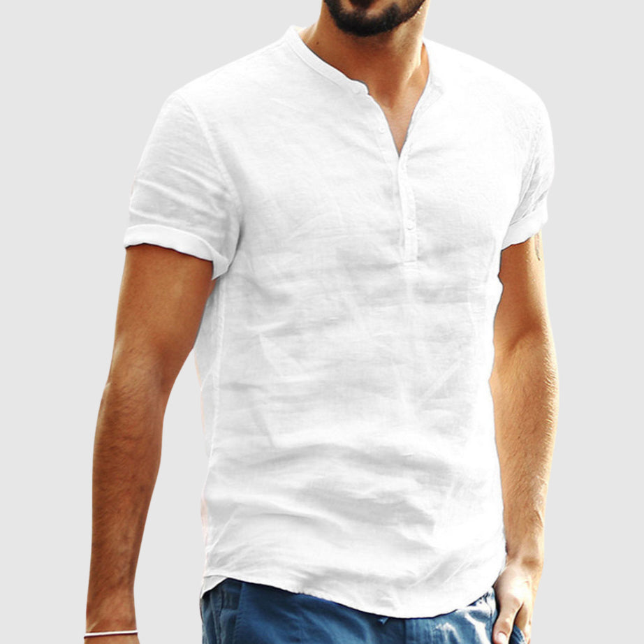 Colton - Men's Linen Short Sleeve Button-Placket Shirt