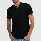 Colton - Men's Linen Short Sleeve Button-Placket Shirt