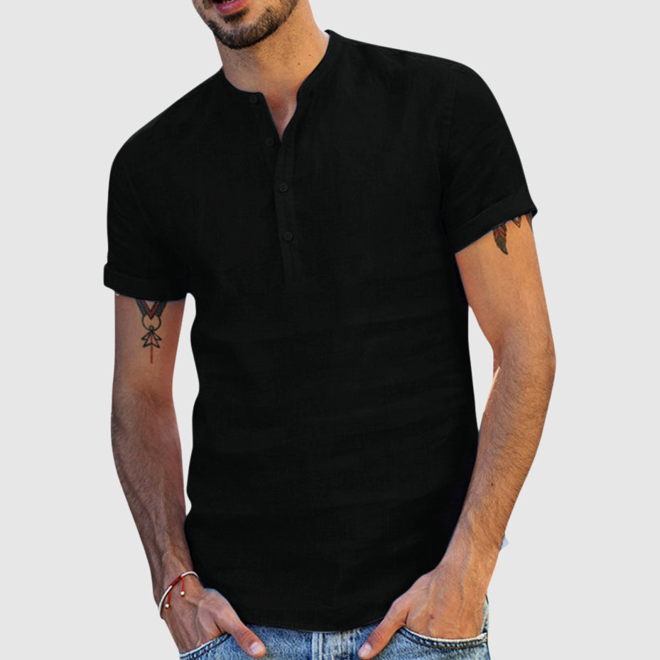 Colton - Men's Linen Short Sleeve Button-Placket Shirt