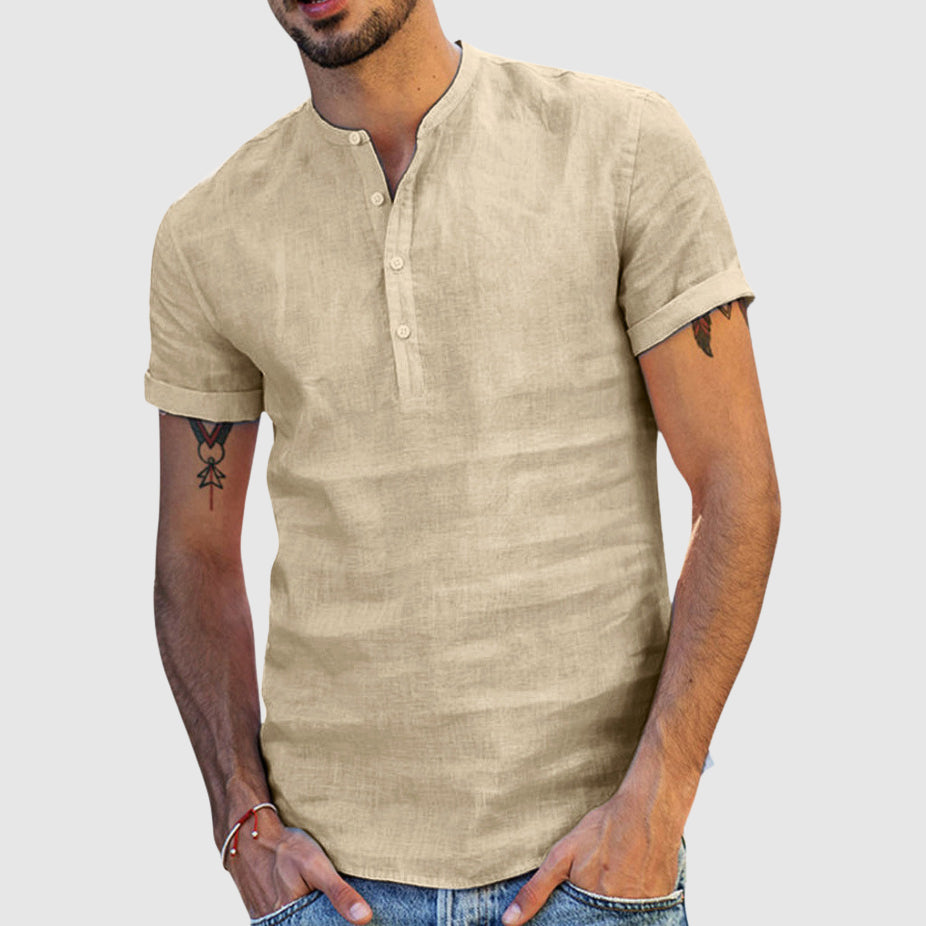 Colton - Men's Linen Short Sleeve Button-Placket Shirt