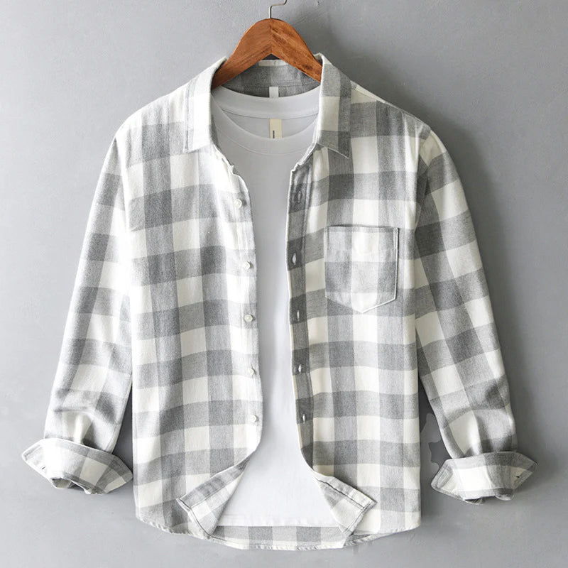 Cooper - Men's Plaid Long Sleeve Button-Down Shirt