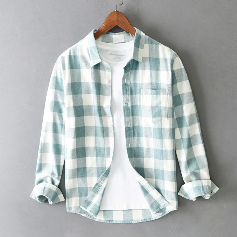 Cooper - Men's Plaid Long Sleeve Button-Down Shirt