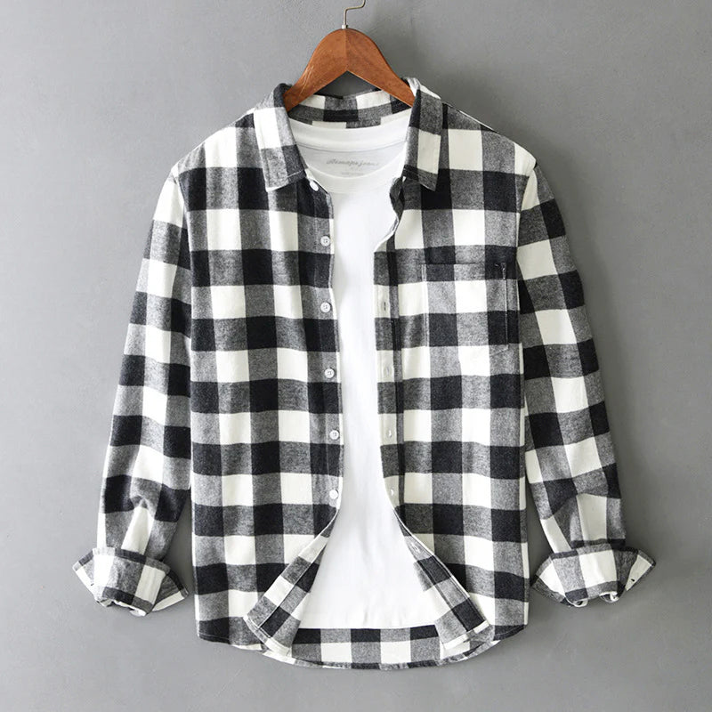 Cooper - Men's Plaid Long Sleeve Button-Down Shirt