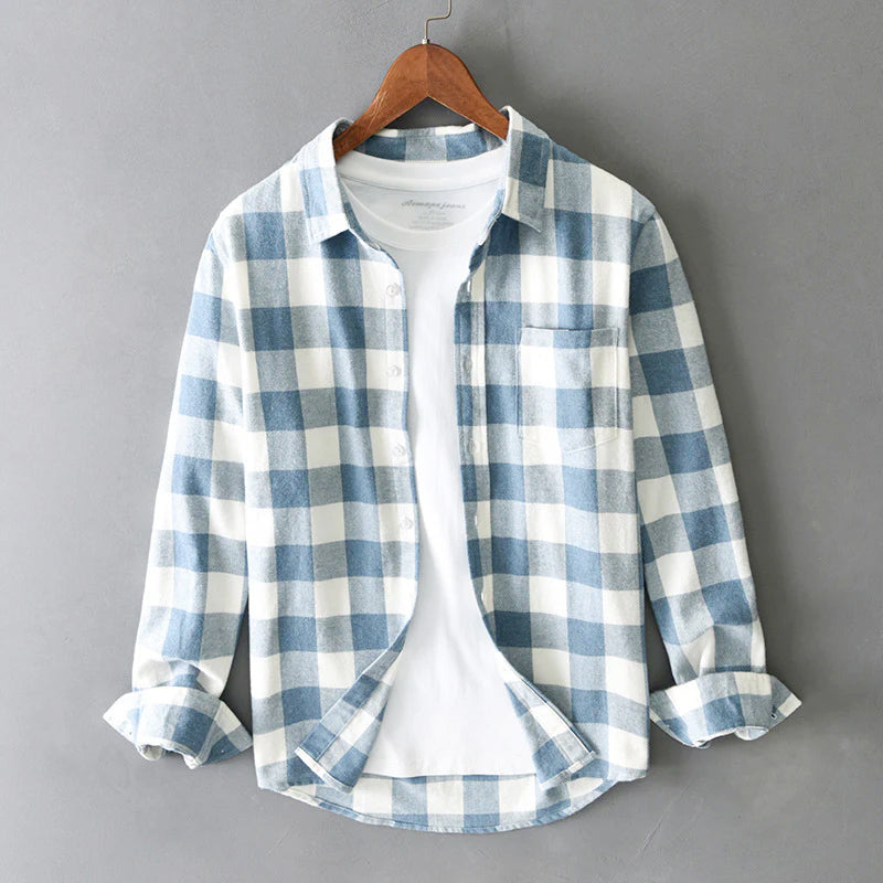 Cooper - Men's Plaid Long Sleeve Button-Down Shirt