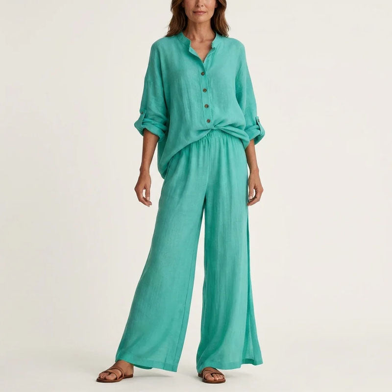Cora - Women's Cotton-Linen Relaxed Fit Matching Set