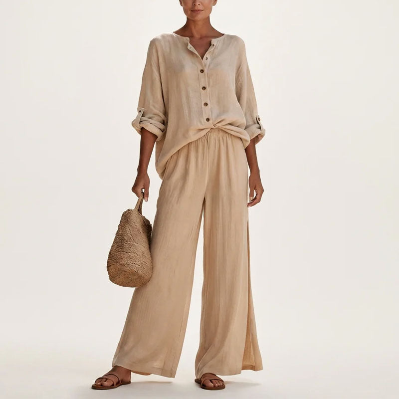Cora - Women's Cotton-Linen Relaxed Fit Matching Set