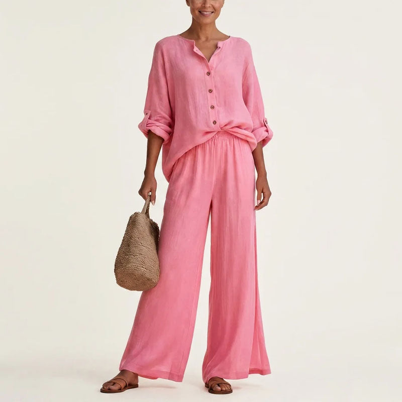 Cora - Women's Cotton-Linen Relaxed Fit Matching Set