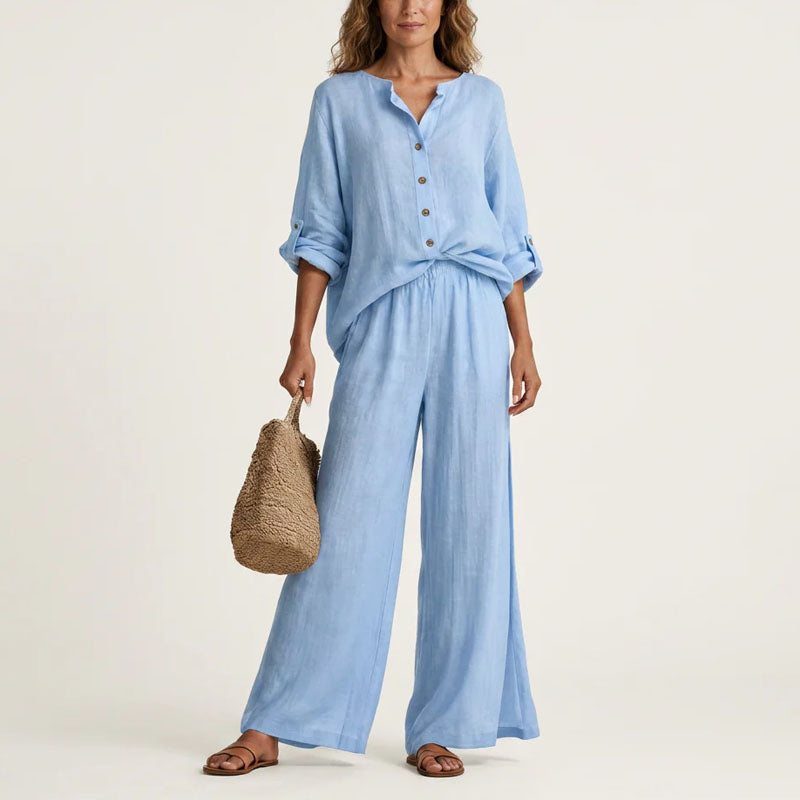 Cora - Women's Cotton-Linen Relaxed Fit Matching Set