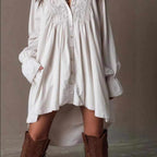 Cynthia - Women's Button-Down Flared Sleeve Boho Dress