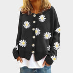 Daisy - Women's Daisy Print Knit Cardigan