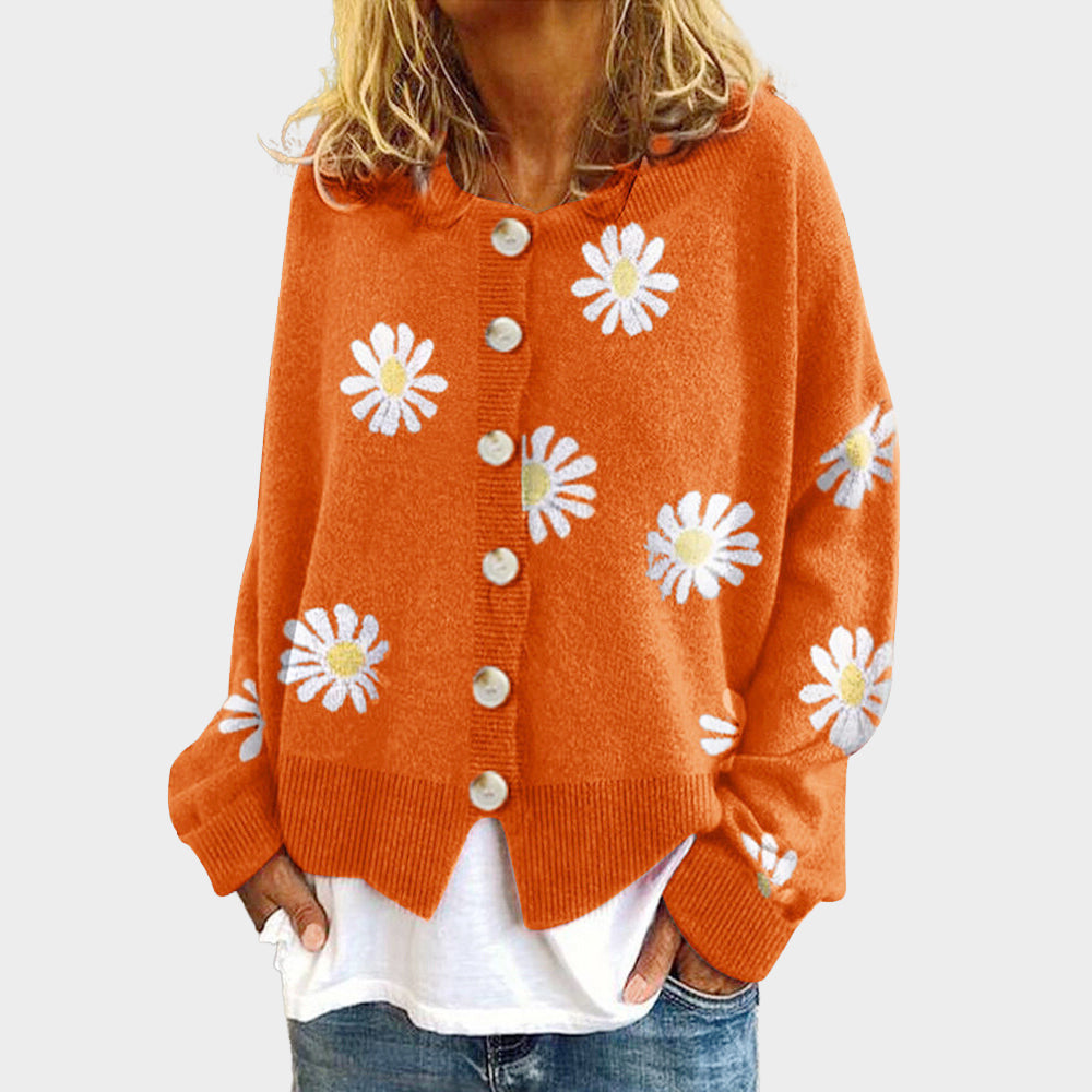 Daisy - Women's Daisy Print Knit Cardigan