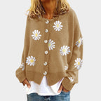 Daisy - Women's Daisy Print Knit Cardigan