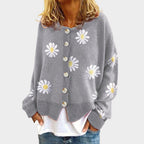 Daisy - Women's Daisy Print Knit Cardigan