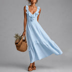 Dakota - Women’s Linen Ruffle Maxi Dress