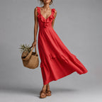 Dakota - Women’s Linen Ruffle Maxi Dress