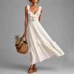 Dakota - Women’s Linen Ruffle Maxi Dress