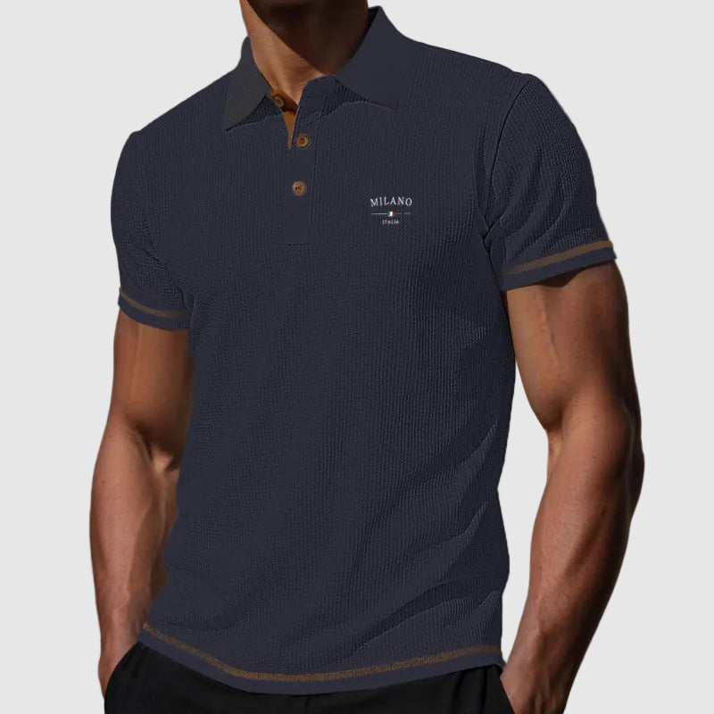 Daniel - Men's Textured Knit Contrast Trim Polo Shirt