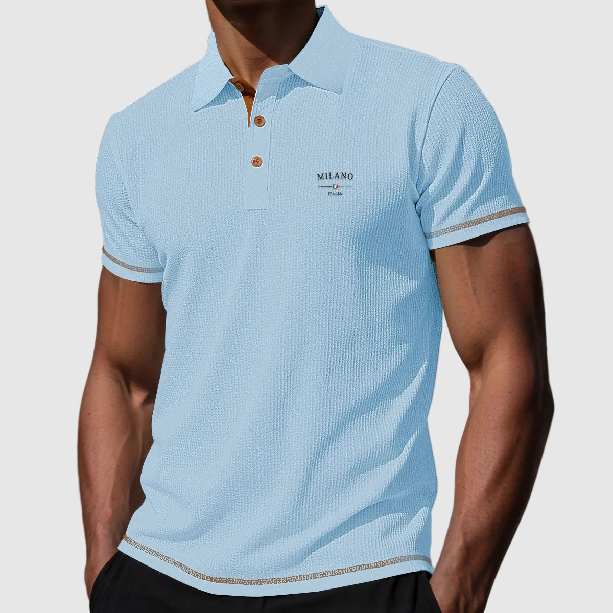 Daniel - Men's Textured Knit Contrast Trim Polo Shirt