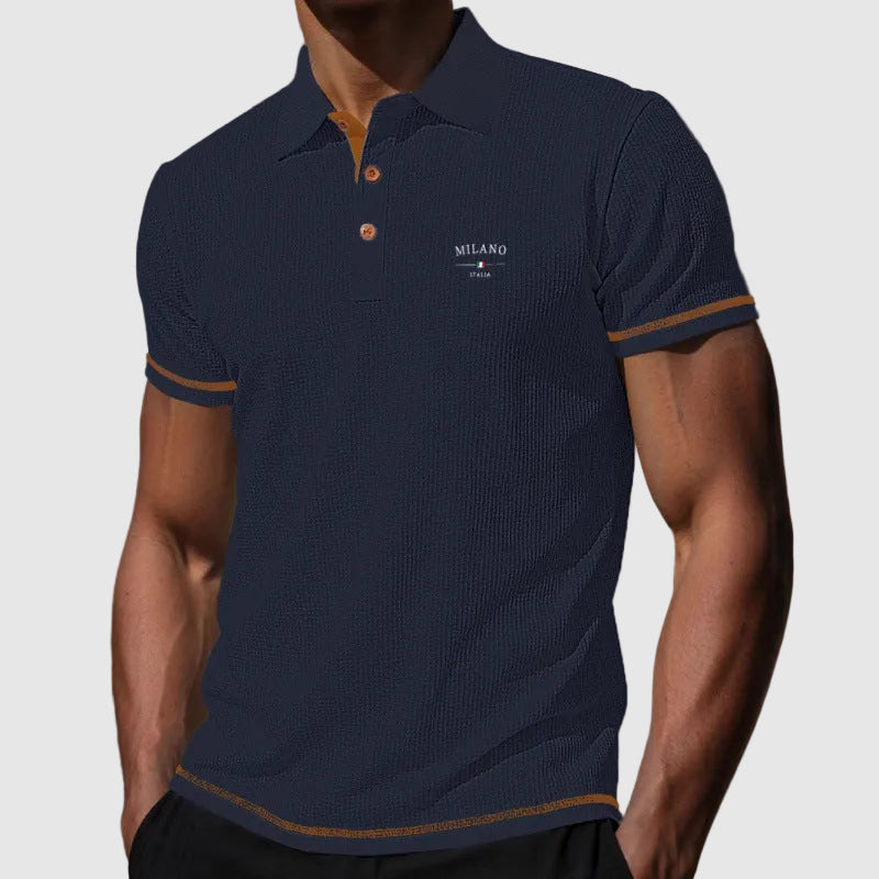 Daniel - Men's Textured Knit Contrast Trim Polo Shirt
