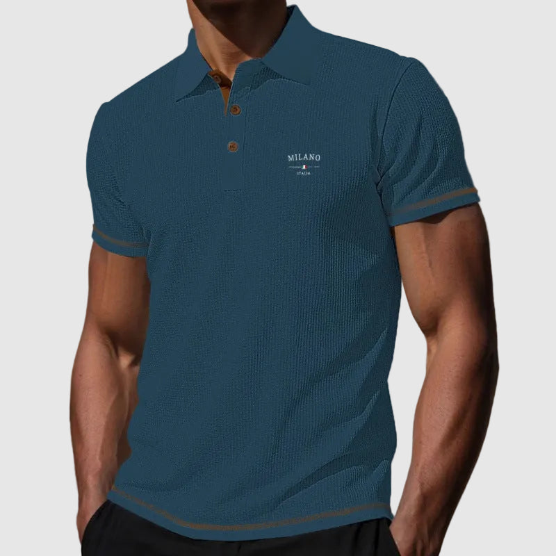 Daniel - Men's Textured Knit Contrast Trim Polo Shirt