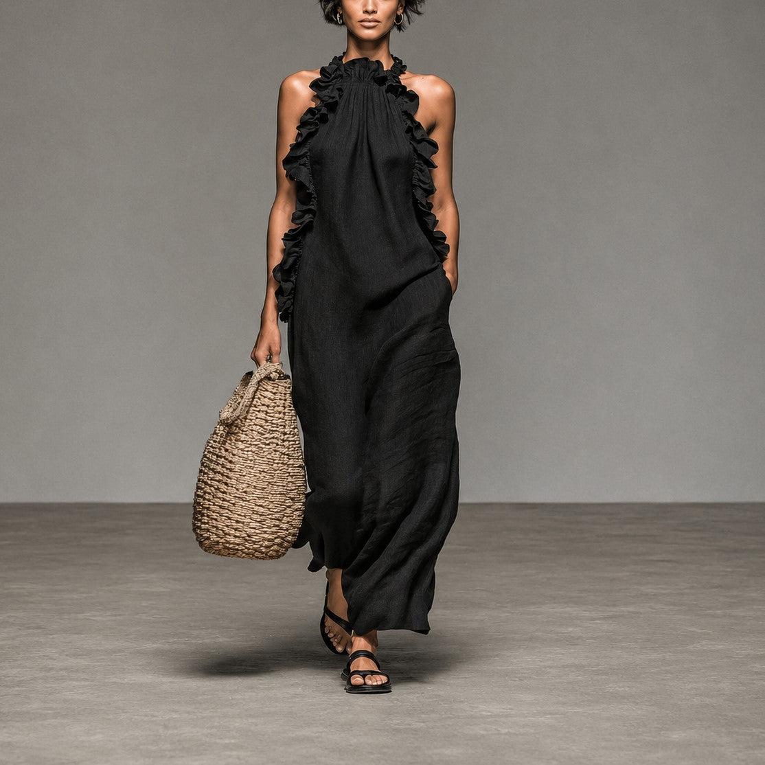 Deborah - Women's Ruffle-Trim Maxi Dress