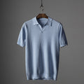Derek - Men's Textured Knit Open Collar Polo Shirt