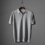 Derek - Men's Textured Knit Open Collar Polo Shirt