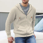 Derek - Men's Textured Knit Zip-Up Hoodie
