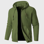 Derek - Men's Textured Knit Zip-Up Hoodie