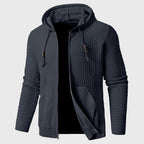 Derek - Men's Textured Knit Zip-Up Hoodie