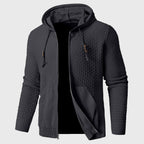 Derek - Men's Textured Knit Zip-Up Hoodie