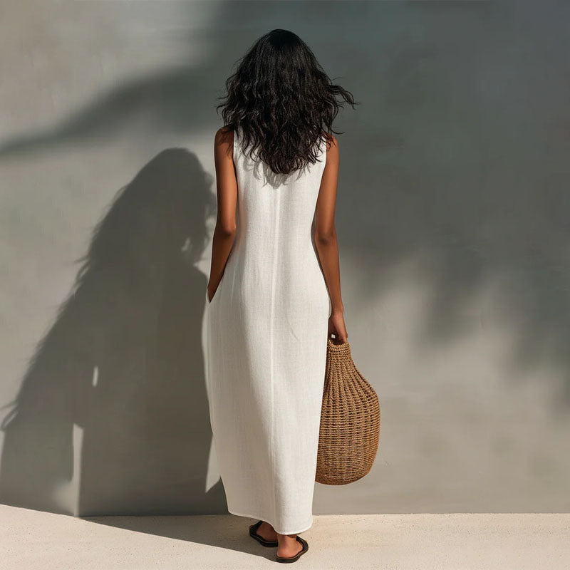 Devon - Women's Sleeveless Textured Maxi Dress