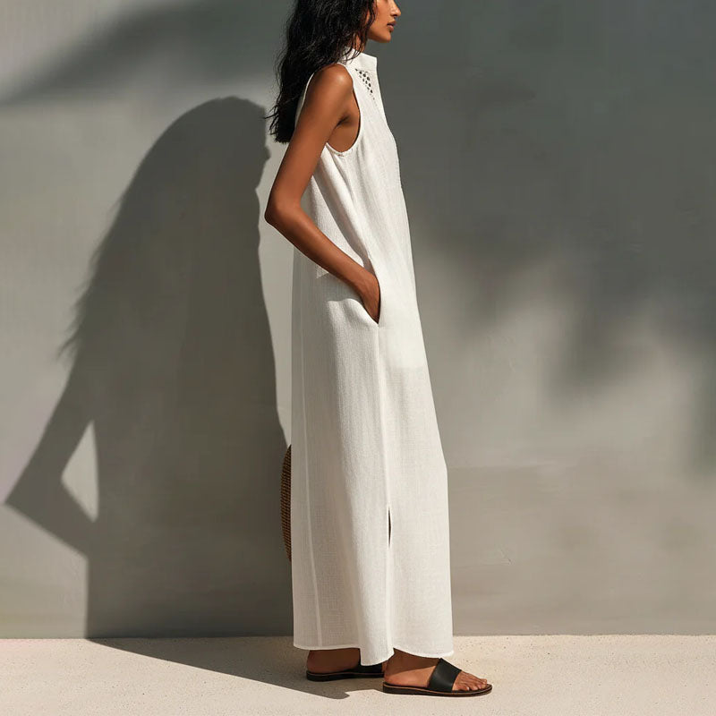 Devon - Women's Sleeveless Textured Maxi Dress