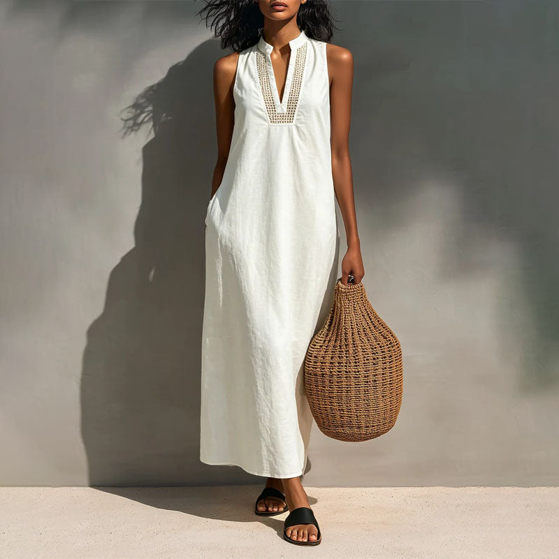 Devon - Women's Sleeveless Textured Maxi Dress