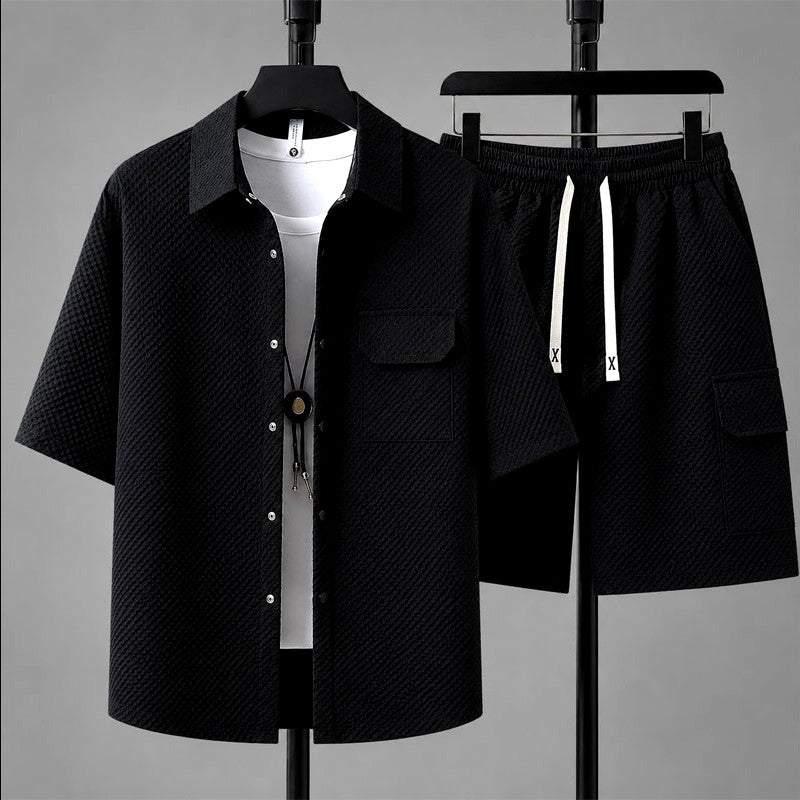 Dhiren - Men's Waffle Texture Short Sleeve Co-ord Set