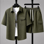 Dhiren - Men's Waffle Texture Short Sleeve Co-ord Set