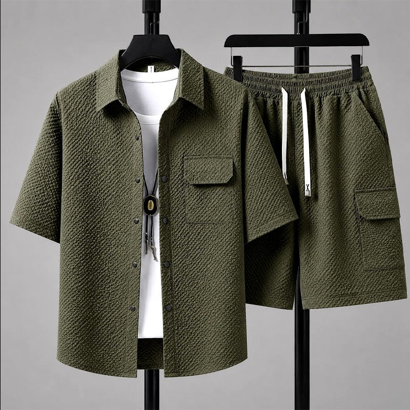 Dhiren - Men's Waffle Texture Short Sleeve Co-ord Set