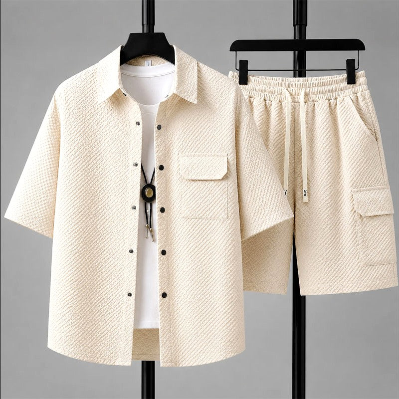 Dhiren - Men's Waffle Texture Short Sleeve Co-ord Set