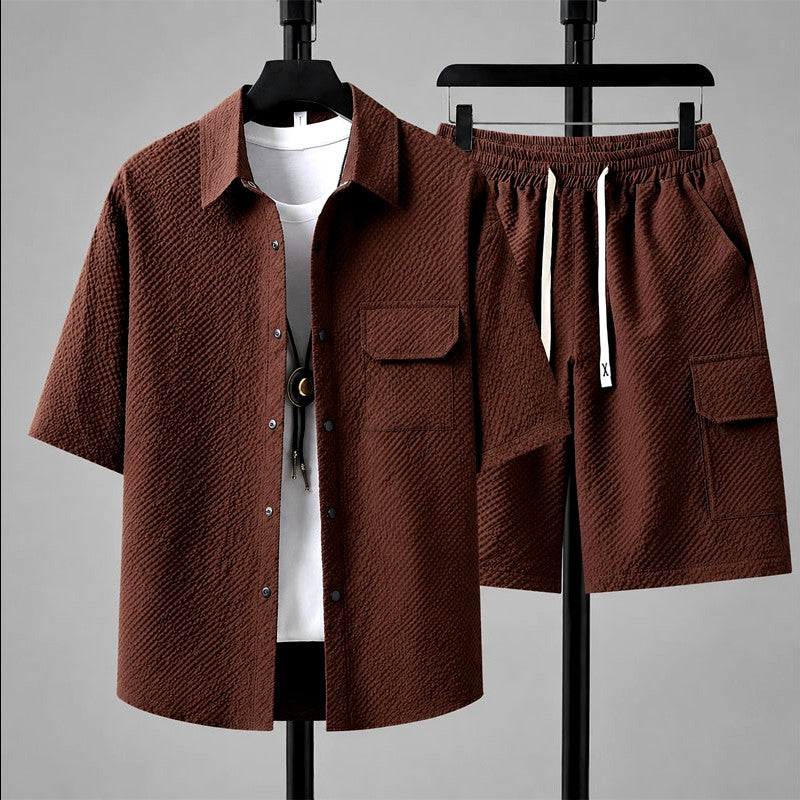 Dhiren - Men's Waffle Texture Short Sleeve Co-ord Set
