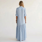 Diana - Women's Cotton-Linen Button-Down Shirt Dress