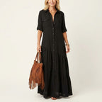 Diana - Women's Cotton-Linen Button-Down Shirt Dress