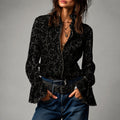 Dianne - Women's Paisley Stand Collar Zip-Up Blouse