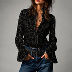 Dianne - Women's Paisley Stand Collar Zip-Up Blouse